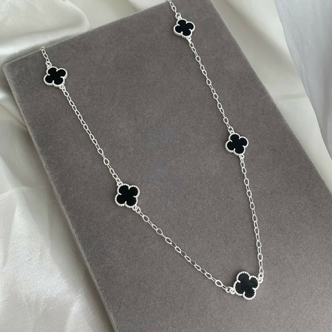 Choker 5 Trevos Preto Prata 925 - comprar online