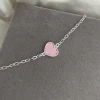 Pulseira Coração Resina Rosa Prata 925