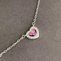Choker Luxo Corações Shine Pink Prata 925 - comprar online