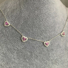 Imagem do Choker Luxo Corações Shine Pink Prata 925