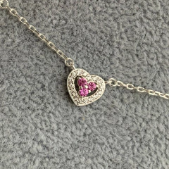 Choker Luxo Corações Shine Pink Prata 925 na internet