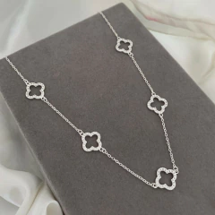 Choker 5 Trevos Cravejados Vazados Prata 925