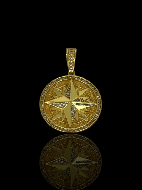 Pingente medalha rosas ao vento (M)