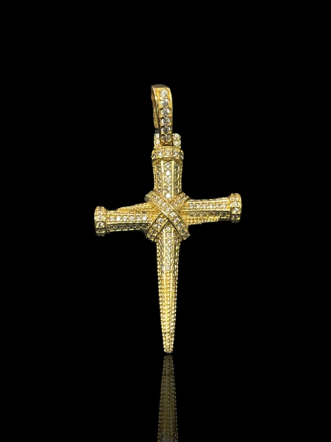 Pingente crucifixo parafuso cravejado (4,5cmX2,8cm)
