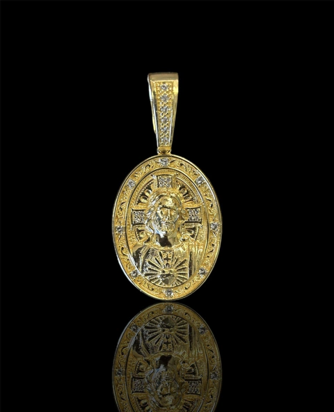 pingente jesus oval