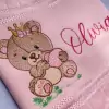 Toalha Lavabo Bordada Personalizada Infantil 30 x 45 cm – Ursinha com Coroa