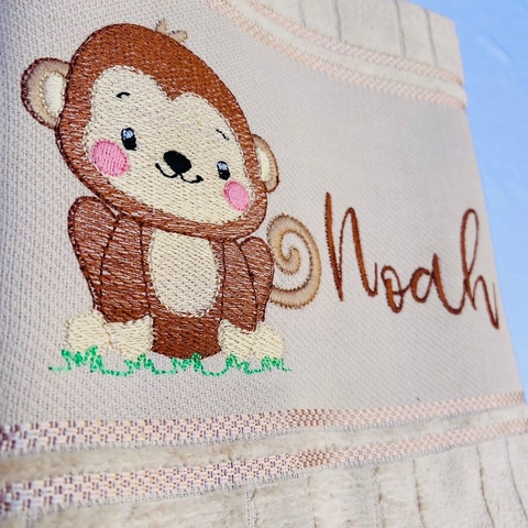 Toalha Lavabo Bordada Personalizada Infantil 30 x 45 cm – Safari: Macaco