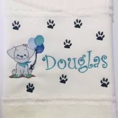 Toalha Lavabo Bordada Personalizada Infantil 30 x 45 cm - Cachorro Patinhas - comprar online