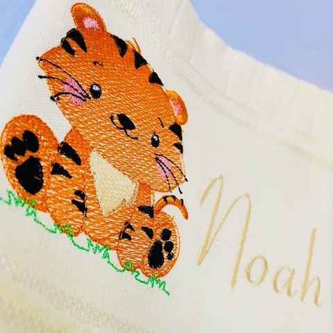 Toalha Lavabo Bordada Personalizada Infantil 30 x 45 cm – Safari: Tigre
