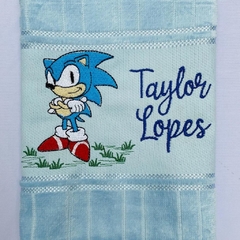 Toalha Lavabo Bordada Personalizada Infantil 30 x 45 cm - Sonic - comprar online