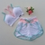 Conjunto Short Duplo Branco cós Rosa BB e Top Margarida
