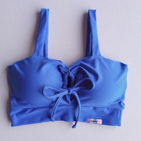 Top Laço alça grossa Azul Royal