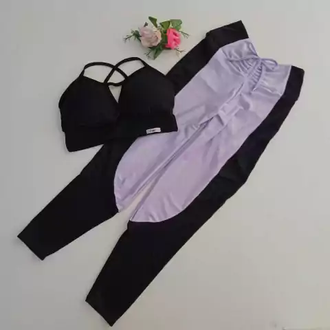 Conjunto Calça Aveludao de Compressão Lavanda Top Maria