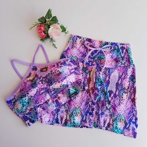 Conjunto Short Cobra Detalhe Lilás Top Yasmin SEM EMPINA BUMBUM