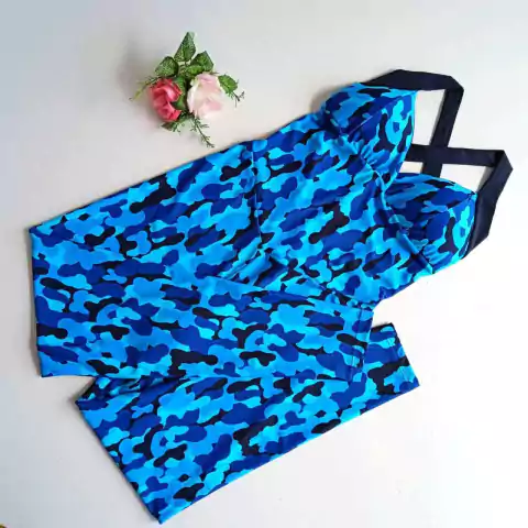 Macacão Camuflado Azul SEM EMPINA BUMBUM