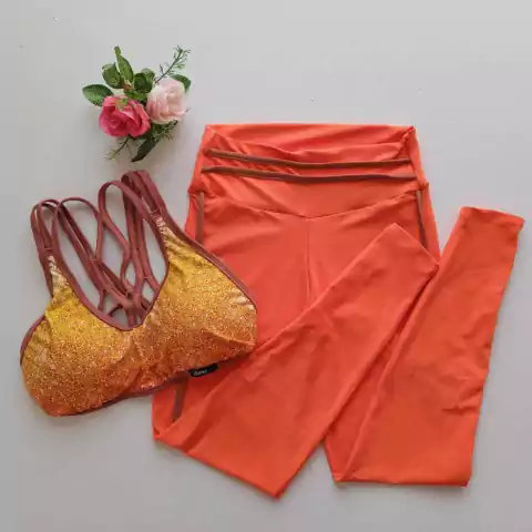 Conjunto Calça Laranja Viés Top Lunna