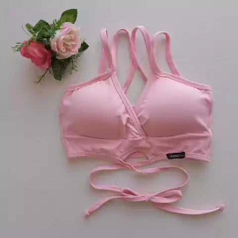 Top Nina Amarração Rosa Bebê