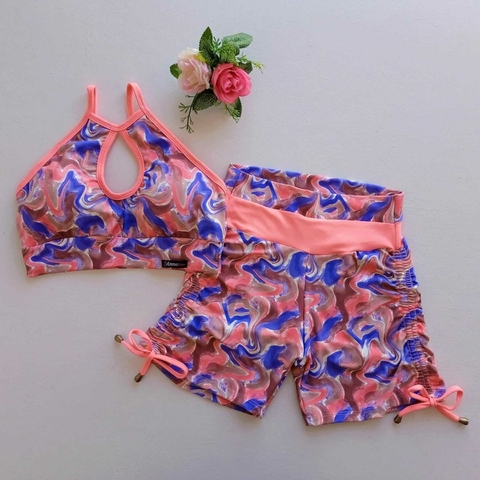 Conjunto Short Cadarço Lateral Tie Dye Top Gota