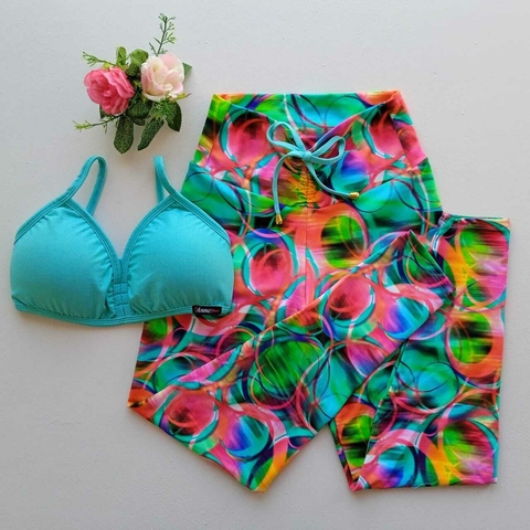 Conjunto Calça Círculo Coloridos Top Morgana Empina bumbum