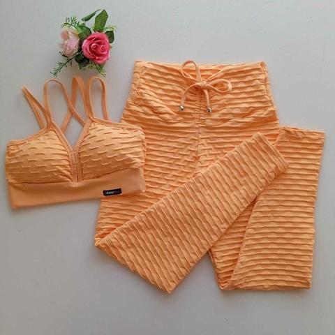 Conjunto Calça Jacquard Salmon Top Margarida SEM EMPINA BUMBUM