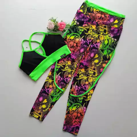 Conjunto Calça Caveira com Néon Top Maria