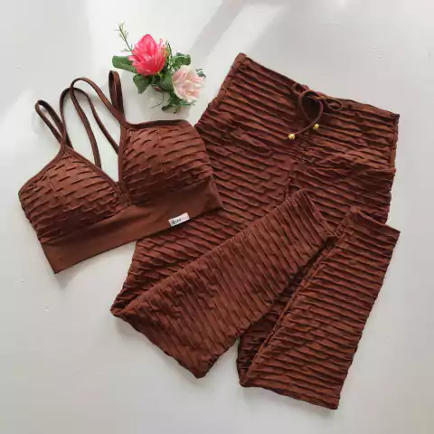 Conjunto Calça Jacquard Capuccino Top Margarida