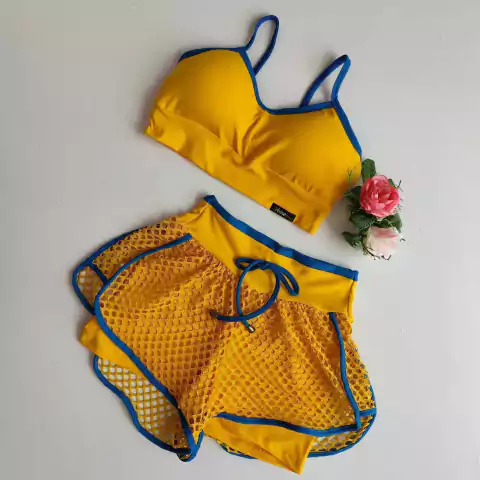 Conjunto Short Duplo Amarelo Detalhes Seaport Top Joana