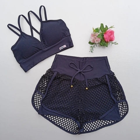 Conjunto Short Duplo Preto Top Margarida