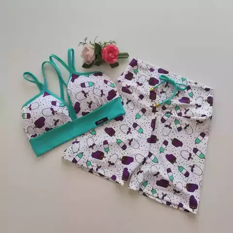 Conjunto Short Picolé Top Margarida SEM EMPINA BUMBUM