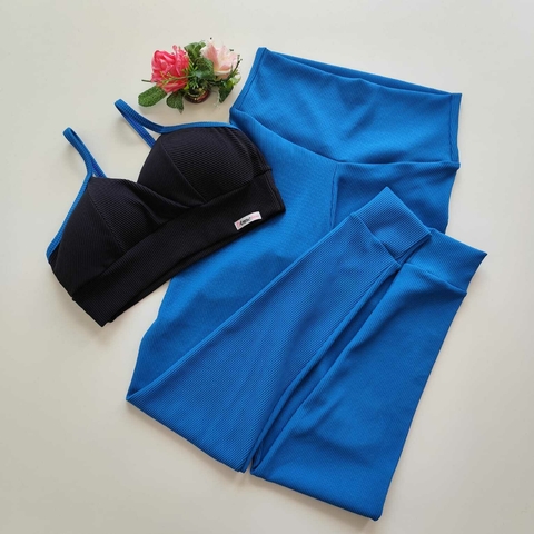 Conjunto Calça Canelado Seaport Top Anita Preto Detalhe