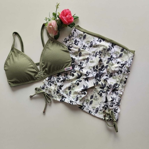 Conjunto Short Floral Cadarço Lateral Top Morgana SEM EMPINA BUMBUM