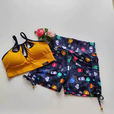 Conjunto Short Ketlebell Cadarço Lateral Top Gotas