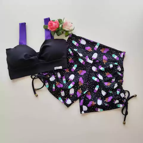 Conjunto Short Estampa Picolé Cadarço Lateral Top Julianne