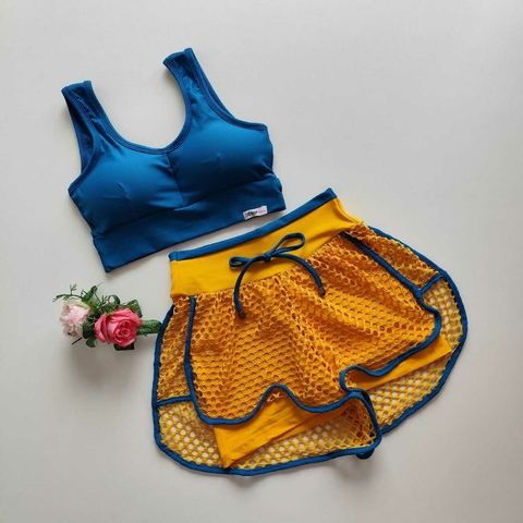 Conjunto Short Duplo Amarelo Detalhes Seaport Top Clara