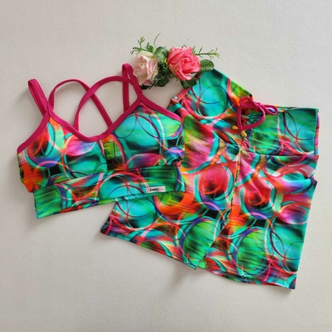 Conjunto short Círculos Coloridos Top Joana