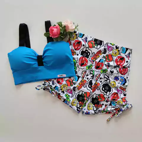 Conjunto Short Grafite Cadarço Lateral Top Joelma