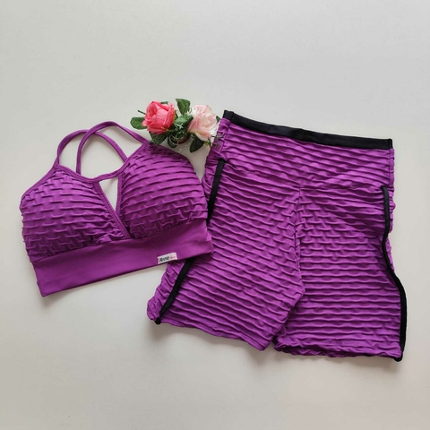 Conjunto Short Jacquard Dahlia Viés Preto Top Maria SEM EMPINA BUMBUM