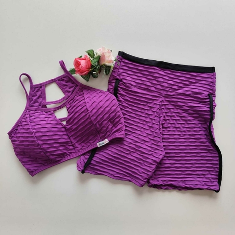 Conjunto Short Jacquard Dahlia Viés Preto Top Carol SEM EMPINA