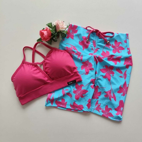 Conjunto Short Floral Fuchsia Top Maria
