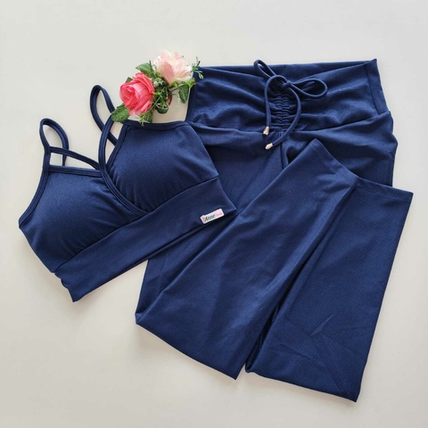 Conjunto Calça Aveludado Marinho Top Andressa