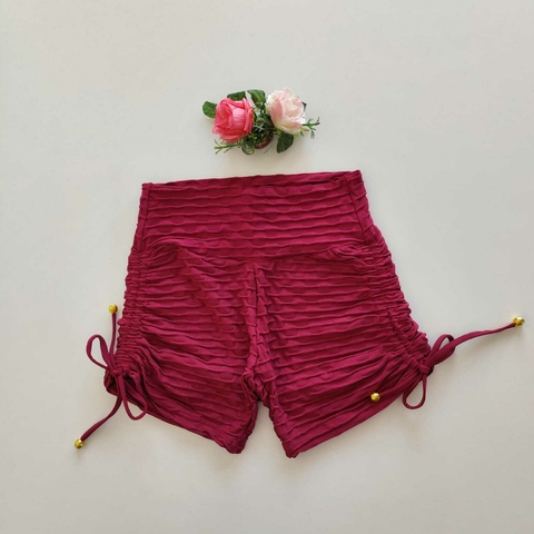 Short Jacquard Marsala Cadarço Lateral SEM EMPINA BUMBUM