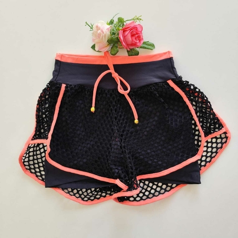 Short Duplo Preto Detalhe Néon LD (Leves Defeitos)