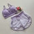 Conjunto Short Duplo Branco Detalhe Viola Top Dalila