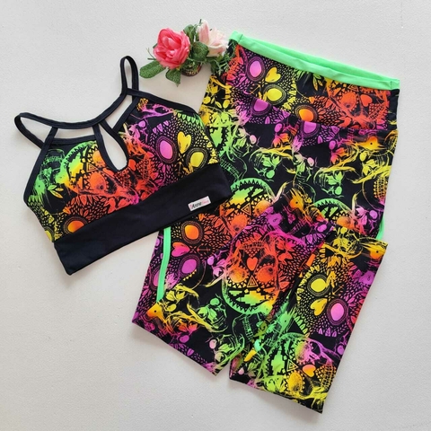 Conjunto Calça Caveira Néon Vies Top Kew