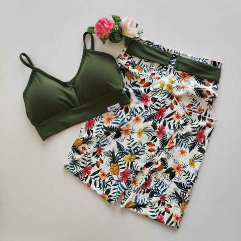 Conjunto Calça Frutinhas Cinto Top Luz Cós