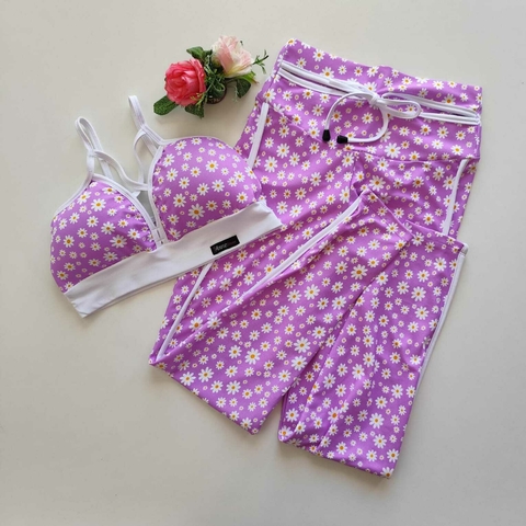 Conjunto Calça Margaridas Decote Top Magali