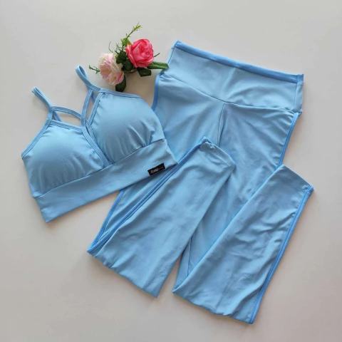 Conjunto Calça Sky Blue Viés Porcelana Blue Top Andressa