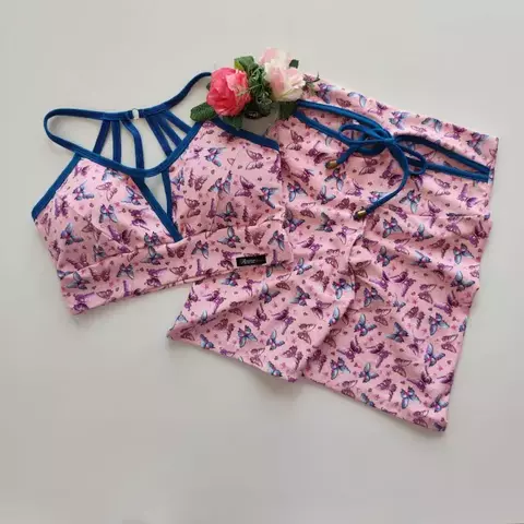 Conjunto Short Borboleta Top Mariana SEM EMPINA BUMBUM