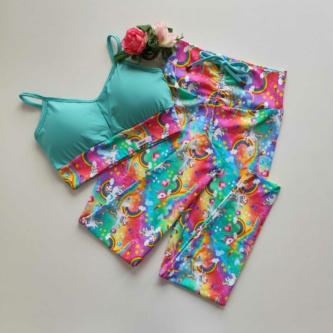 Conjunto Calça Unicórnio Top Luz Cós