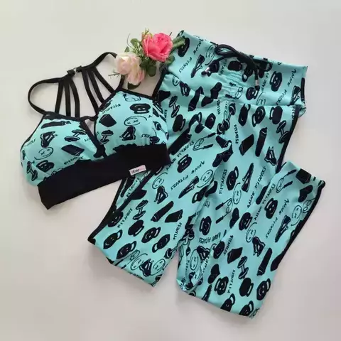 Conjunto Calça Jacquard Kettlebell Viés Top Mariana